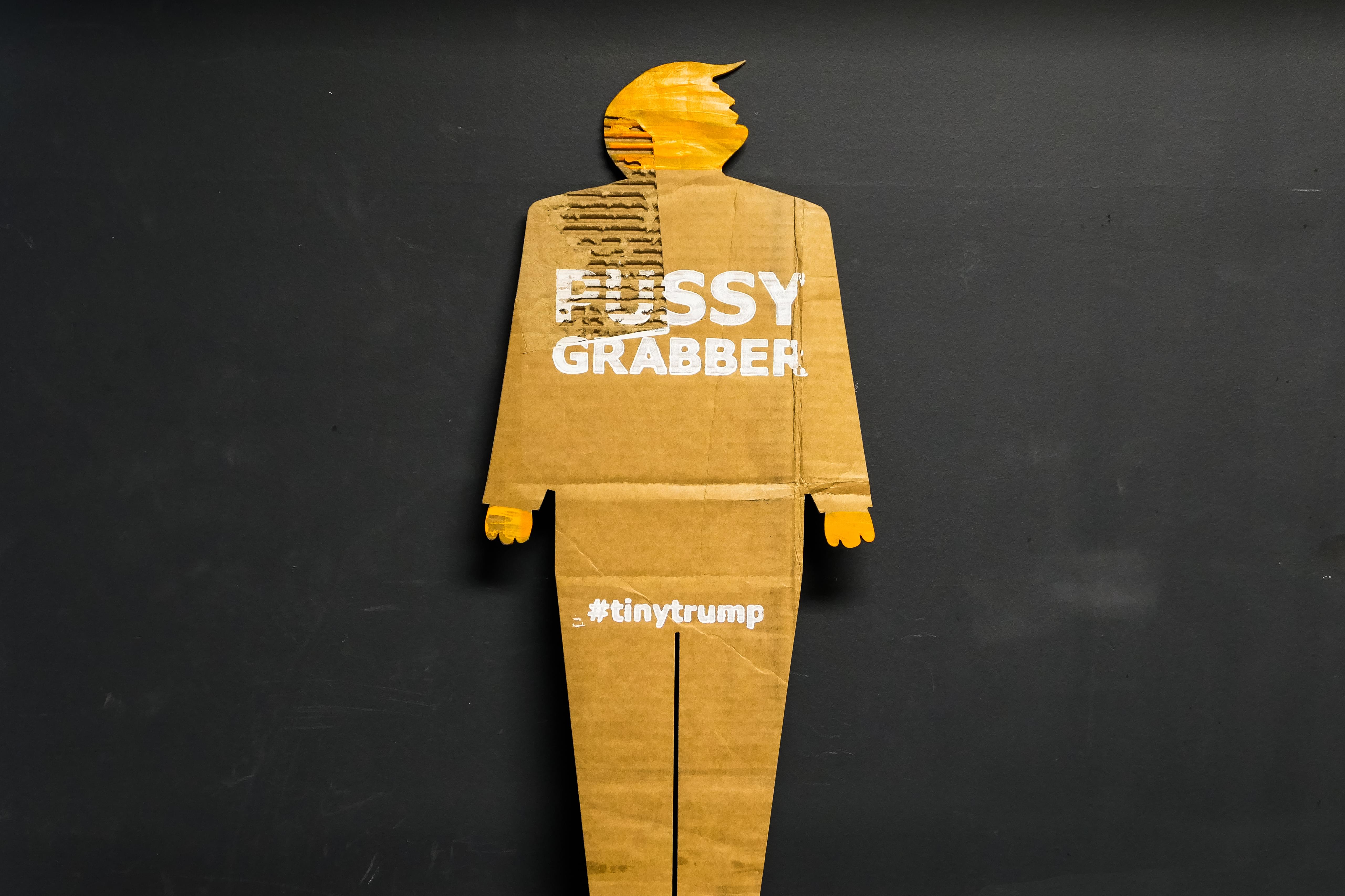 Same as previous image except the slogan is Pussy Grabber.
